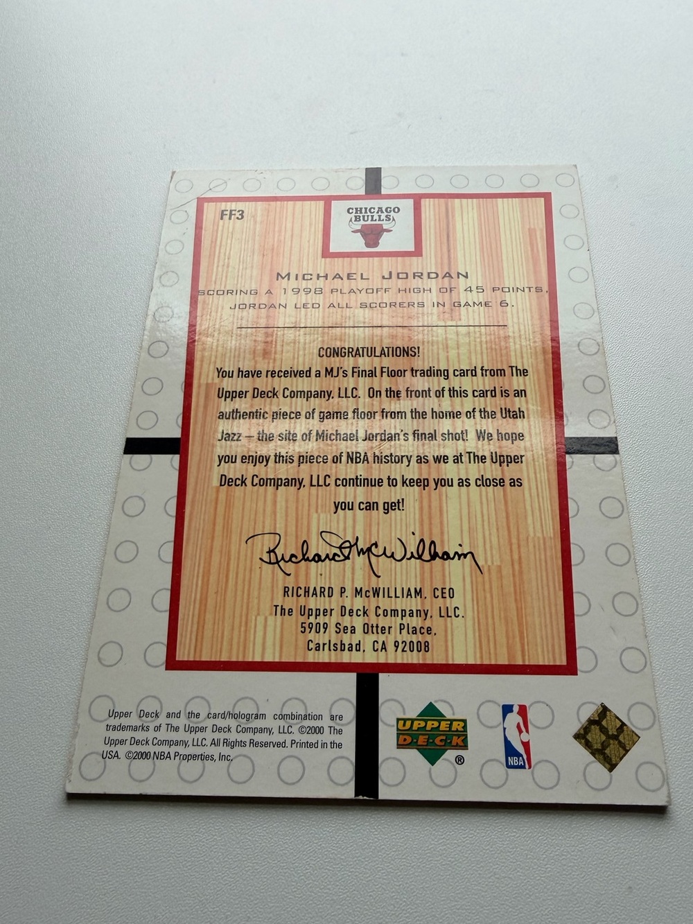 2000 MJ Final Floor Jumbo Relic Michael Jordan - Picture 4 of 4